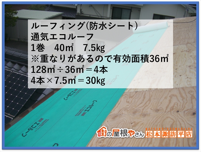 安曇野市屋根葺き替え　ルーフィング敷設